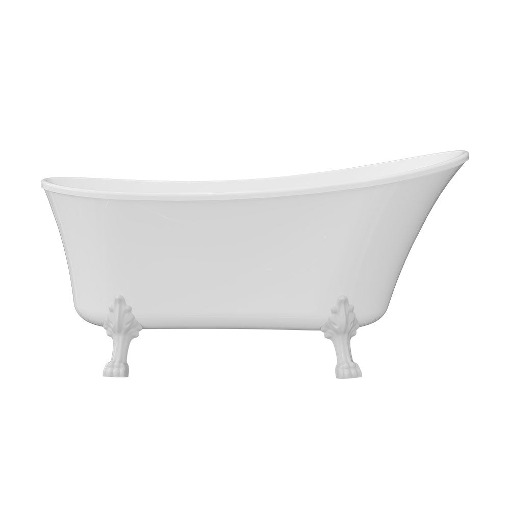 Fienza Clawfoot Freestanding Acrylic Bath with White Feet - Gloss White