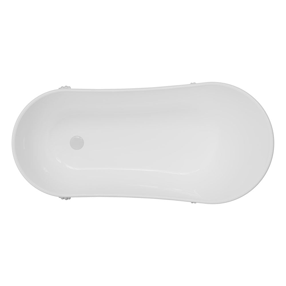 Fienza Clawfoot Freestanding Acrylic Bath with White Feet - Gloss White