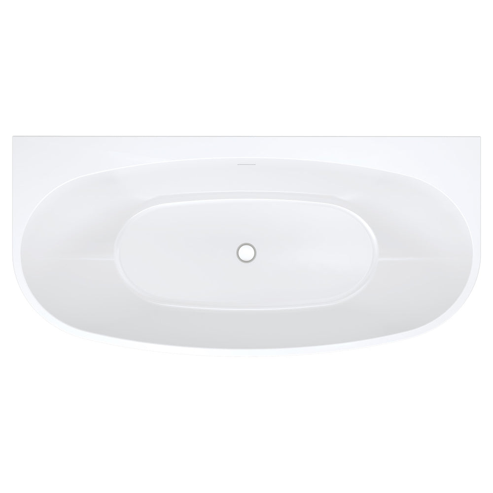 Fienza Keeto Back-to-wall Acrylic Bath with Overflow 1700mm - Gloss White