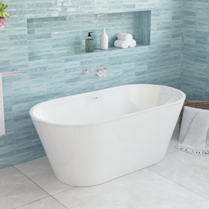 Fienza Austin Freestanding Acrylic Bath with Overflow 1500mm - Gloss White