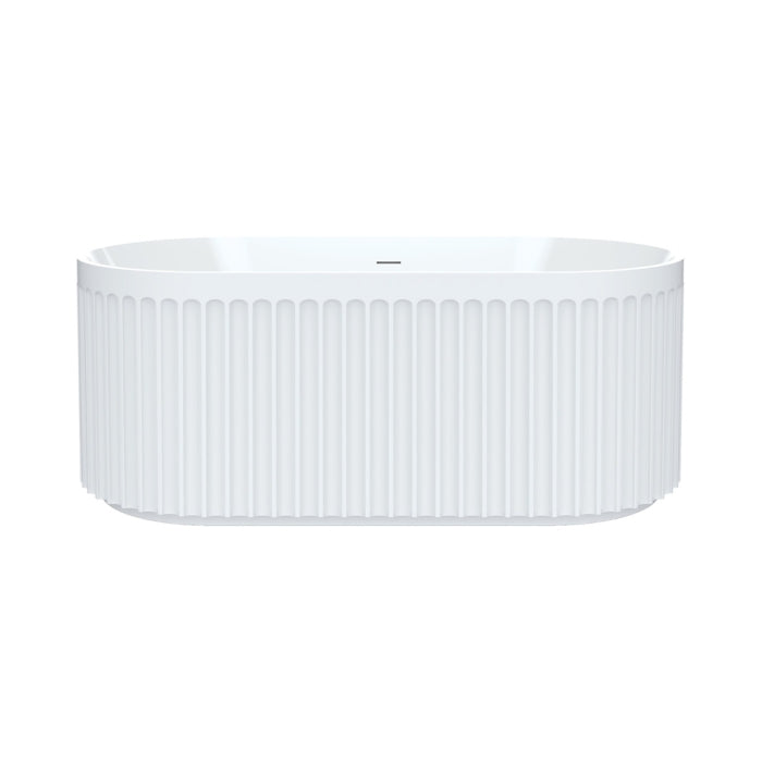 Fienza Eleanor Fluted Freestanding Acrylic Bath with Overflow 1500mm - Gloss White