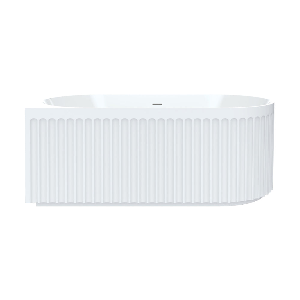 Fienza Eleanor Fluted Acrylic Corner Bath 1500mm - Gloss White