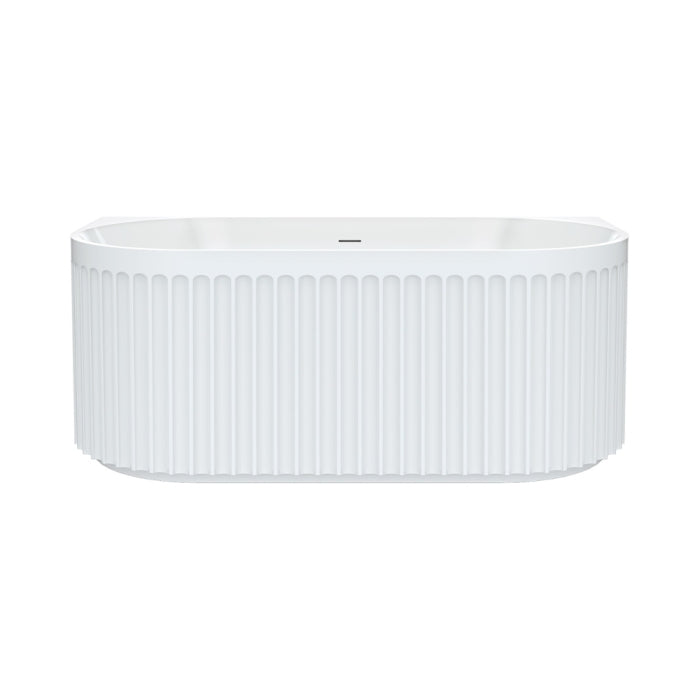 Fienza Eleanor Fluted Back To Wall Acrylic Bath 1500mm - Gloss White