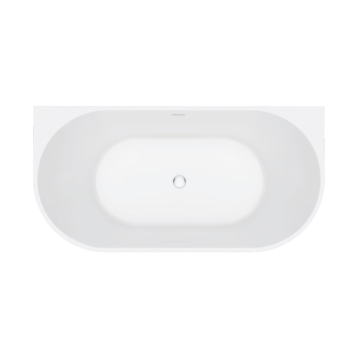 Fienza Eleanor Fluted Back To Wall Acrylic Bath 1500mm - Gloss White