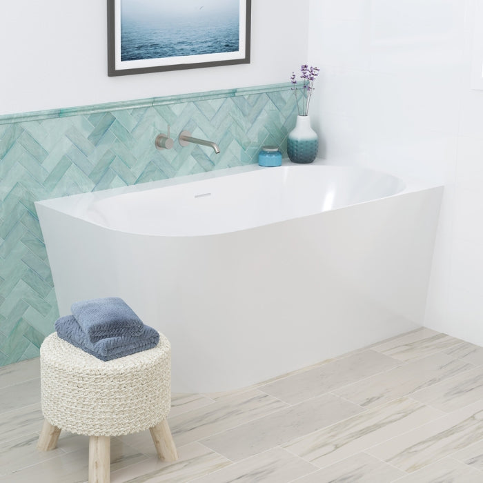 Fienza Chloe Acrylic Corner Bath 1400mm - Gloss White