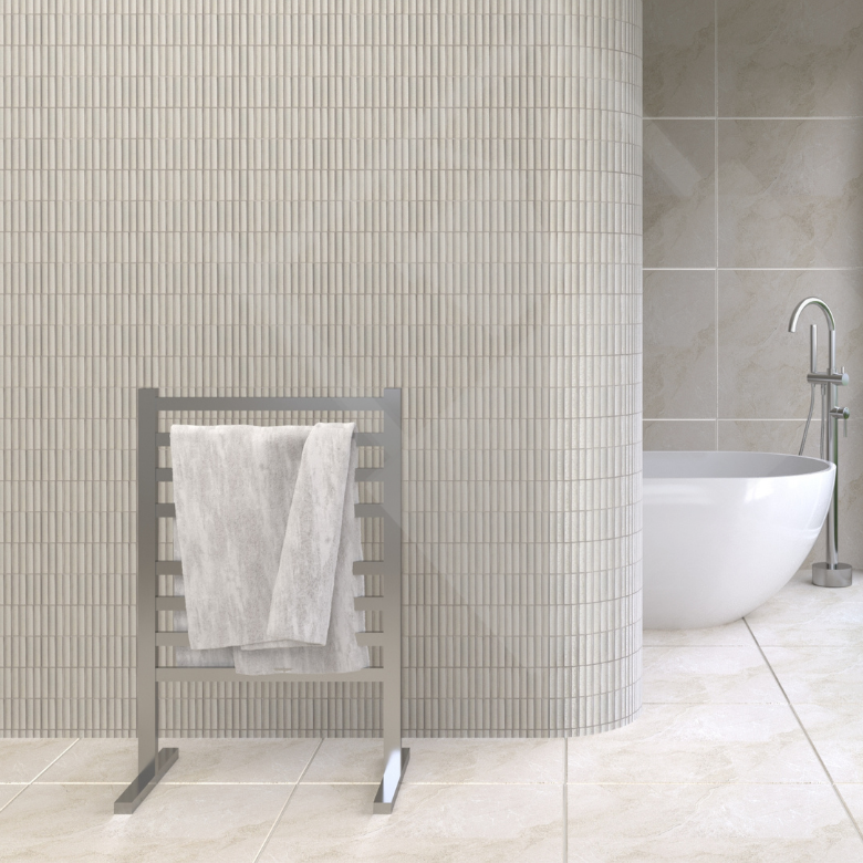 Thermogroup 8 Bar Straight Flat Freestanding Heated Towel Rail - Stainless Steel