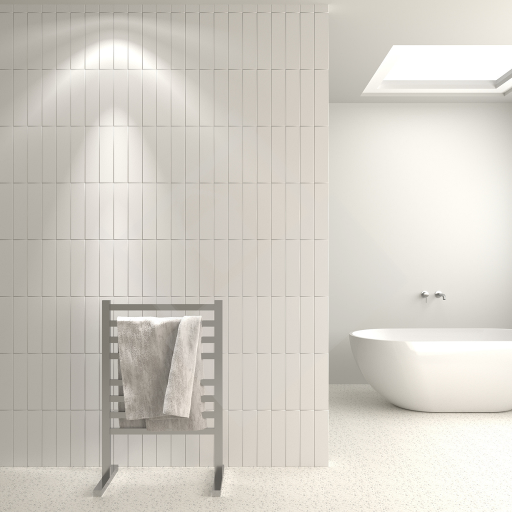 Thermogroup 8 Bar Straight Flat Freestanding Heated Towel Rail - Stainless Steel