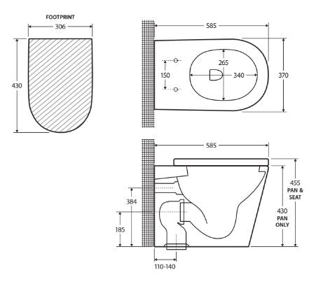 Fienza Aluca Wall-Faced Toilet Suite - Gloss White