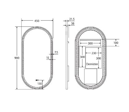 Fienza Empire LED Framed Mirror - Matte Black