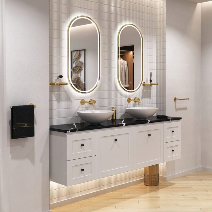 Fienza Empire LED Framed Mirror - Urban Brass