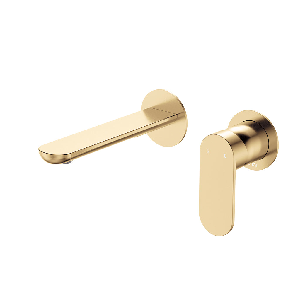 Fienza Empire Slim Basin/Bath Wall Mixer Set Round Plate - Urban Brass