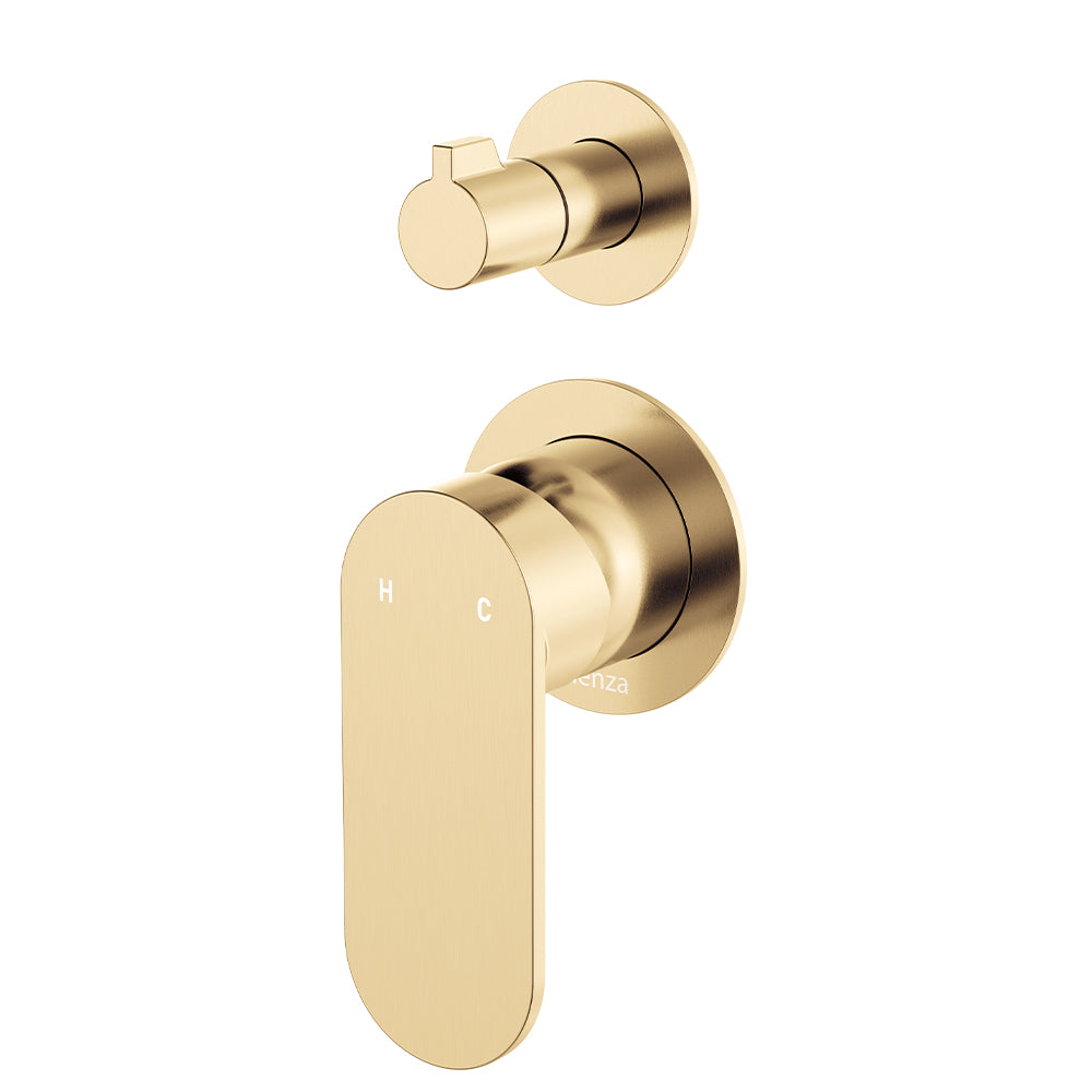 Fienza Empire Slim Wall Diverter Mixer Small Round Plates Vertical - Urban Brass