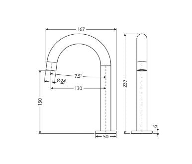 Fienza Kaya Hob-Mounted Fixed Bath / Basin Outlet - Brushed Copper