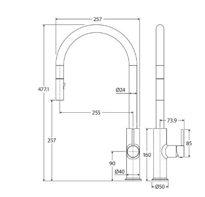 Fienza Kaya Pull Out Sink Mixer - Brushed Copper