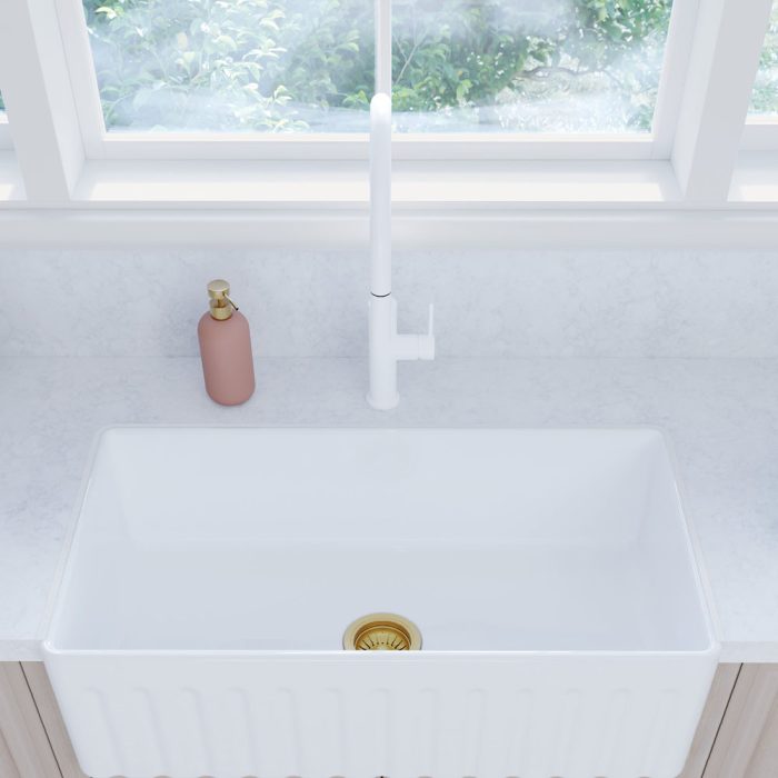 Fienza Kaya Pull Out Sink Mixer - Matte White