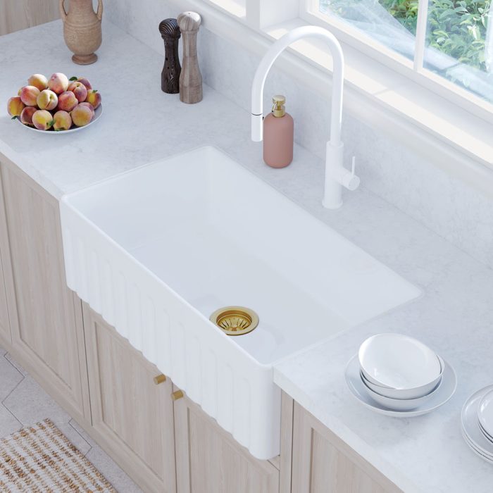 Fienza Kaya Pull Out Sink Mixer - Matte White