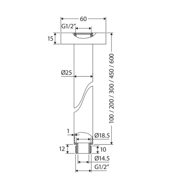 Fienza Kaya Shower Dropper 300mm - Brushed Copper
