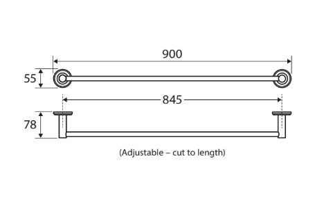 Fienza Kaya Single Towel Rail 900mm - Brushed Copper