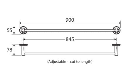 Fienza Kaya Single Towel Rail 900mm - Matte White