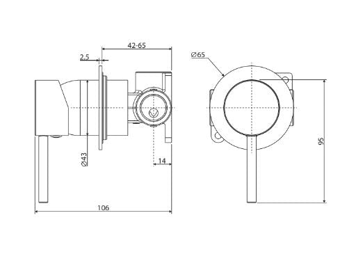 Fienza Kaya Small Round Plate Wall Mixer - Brushed Copper