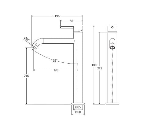 Fienza Kaya Tall Basin Mixer - Brushed Copper