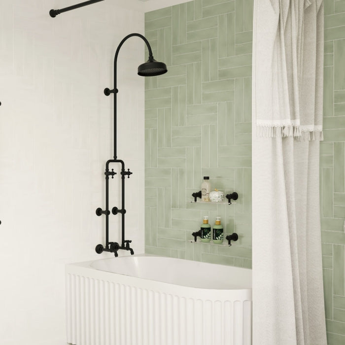 Fienza Lillian Exposed Rail Shower & Bath Set - Matte Black