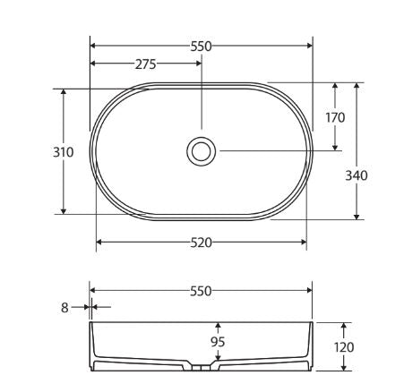 Fienza Minka Pill Solid Surface Above Counter Basin - Forest