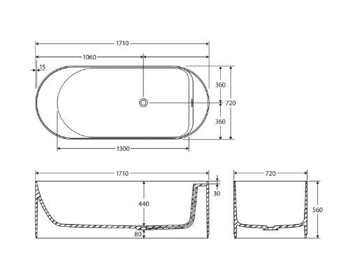 Fienza Minka Solid Surface Bath 1700mm - Forest