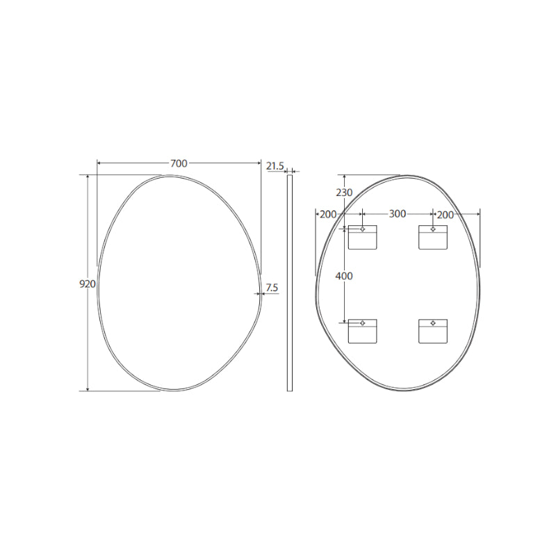 Fienza Pebble Asymmetrical Framed Mirror - Matte Black