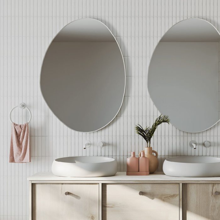 Fienza Pebble Asymmetrical Framed Mirror - Matte White