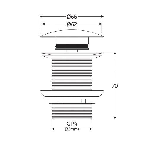 Fienza Pop-Up 32mm Non-Overflow Basin Waste Ceramic Cap - Matte Khaki