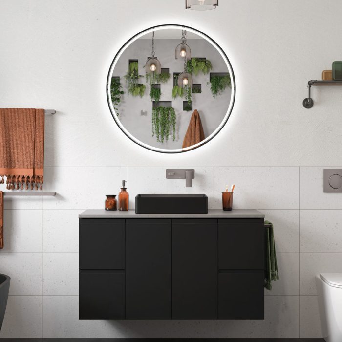 Fienza Reba LED Framed Mirror - Matte Black