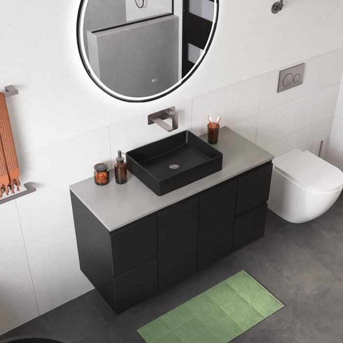 Fienza Tono Square Plates Outlet, Basin/Bath Wall Mixer Set - Gunmetal