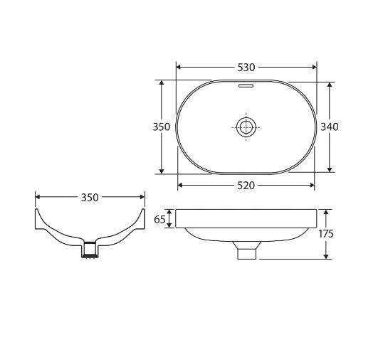 Fienza Aluca Pill Ceramic Semi-Inset Basin - Matte Black