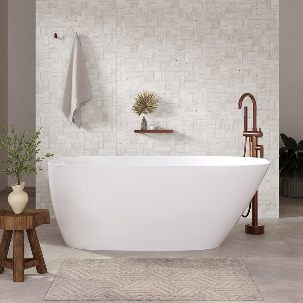 Fienza Athenia Freestanding Acrylic Bath with Overflow 1700mm - Gloss White