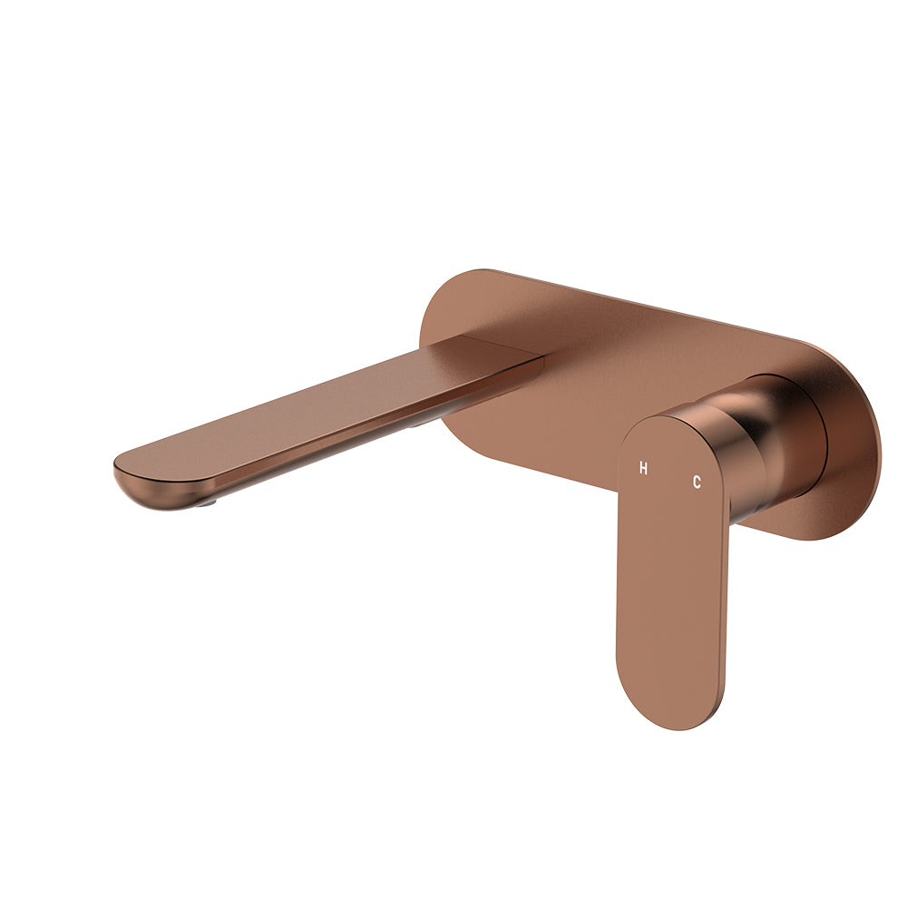 Fienza Empire Slim Basin/Bath Wall Mixer Set Oval Plate - Brushed Copper