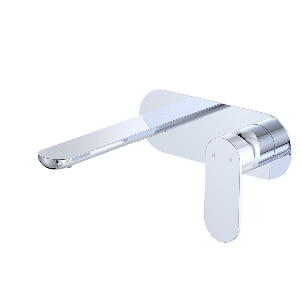 Fienza Empire Slim Basin/Bath Wall Mixer Set Oval Plate - Chrome