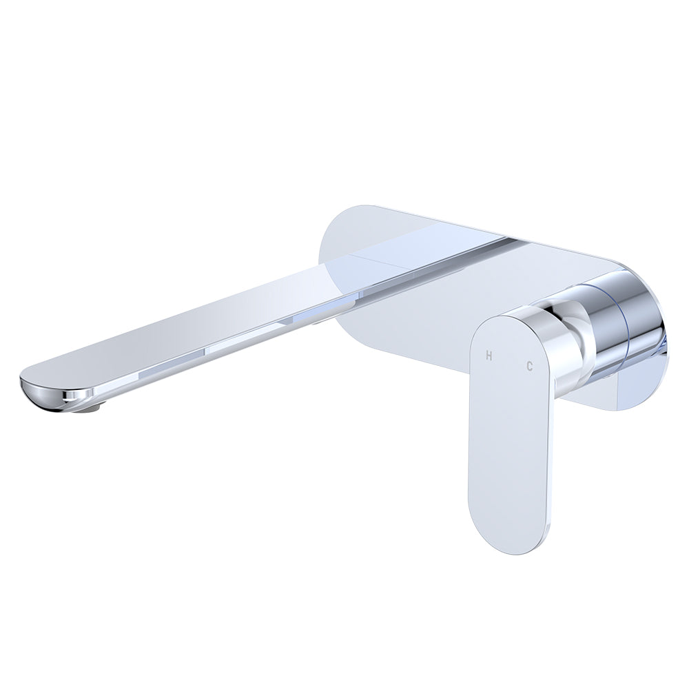 Fienza Empire Slim Basin/Bath Wall Mixer Set Oval Plate - Chrome