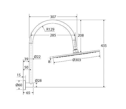 Fienza Empire Slim Curved Shower Arm Set - Brushed Nickel