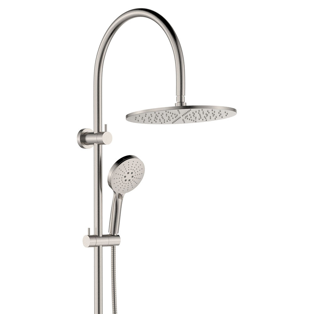Fienza Empire Slim Curved Twin Shower - Brushed Nickel