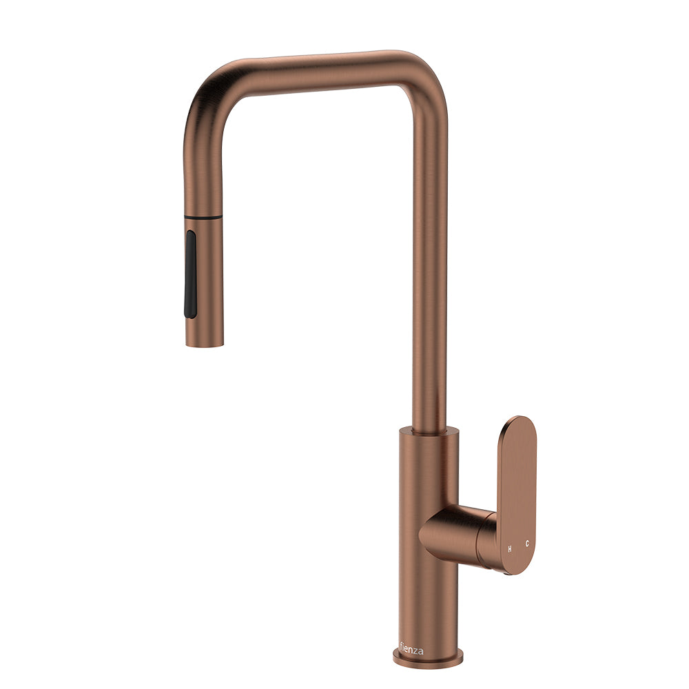 Fienza Empire Slim Pull-Out Sink Mixer - Brushed Copper