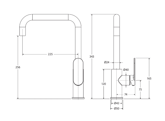 Fienza Empire Slim Sink Mixer - Matte Black