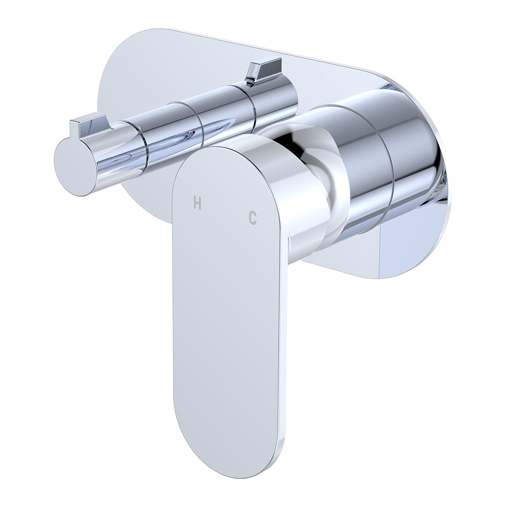 Fienza Empire Slim Wall Diverter Mixer Large Oval Plate Horizontal - Chrome