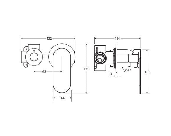 Fienza Empire Slim Wall Diverter Mixer Small Round Plates Horizontal - Urban Brass