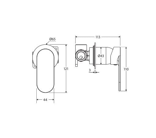 Fienza Empire Slim Wall Mixer Round Plate - Urban Brass