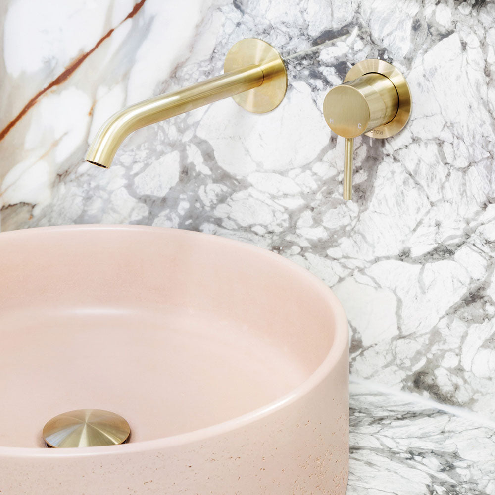 Fienza Kaya Round Plate Wall Basin / Bath Mixer Set - Urban Brass