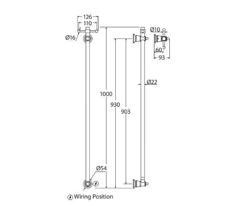 Fienza Lillian Vertical Heated Towel Rail - Chrome
