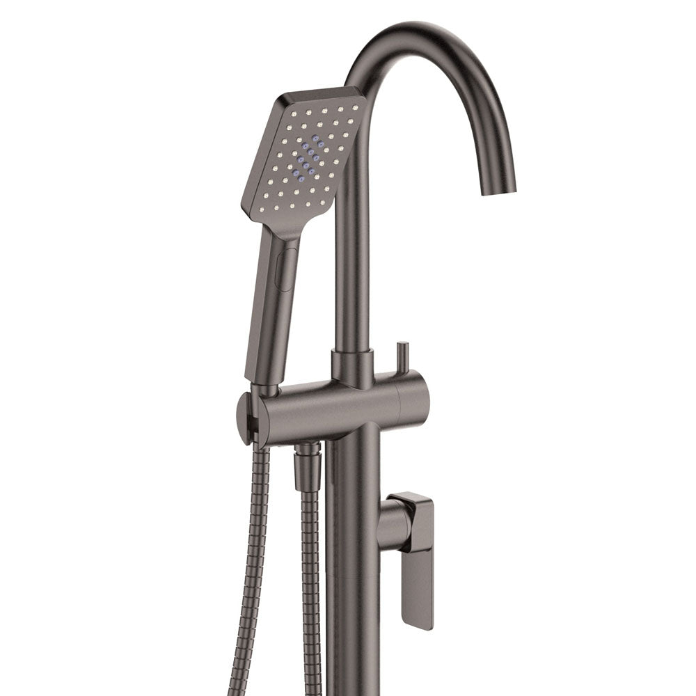 Fienza Tono Floor Mounted Bath Mixer With Hand Shower - Gunmetal