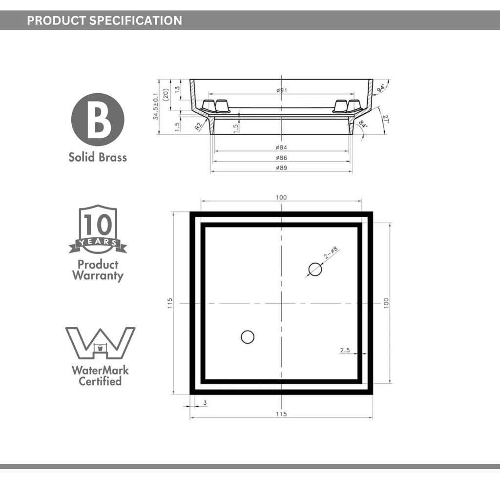 Tile Insert Floor Waste Gunmetal