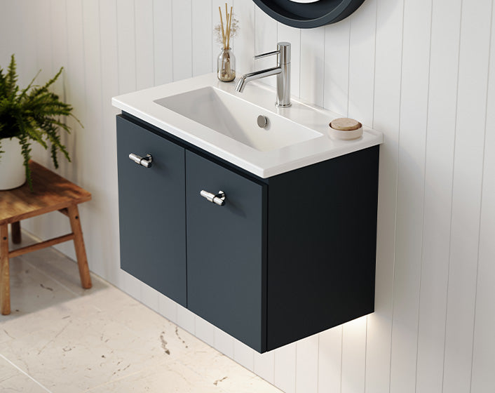 Timberline Florida Ensuite Wall Hung Compact Small Vanity with Ceramic Top